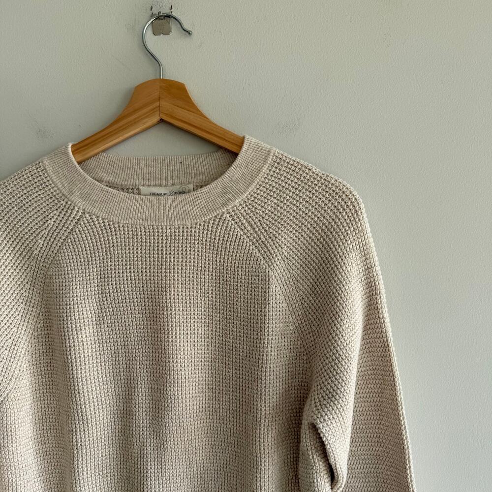 Treasure & Bond Crew Neck Knit Pullover Sweater Beige Oatmeal S NWT - Picture 4 of 9